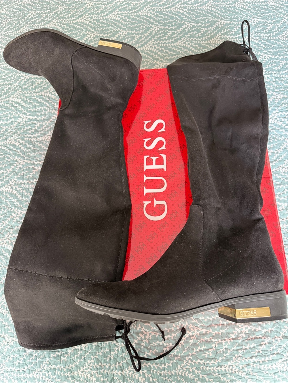 GUESS Black Over-the-Knee Suede-Style Riding Boots